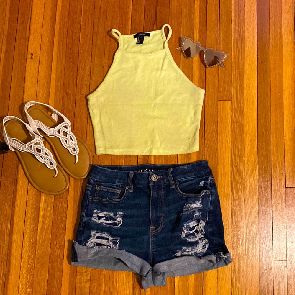 Textured Lime Green Crop Top